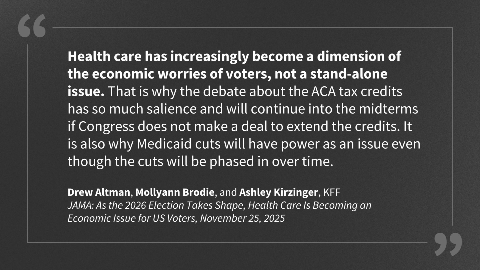 As the 2026 Election Takes Shape, Health Care Is Becoming an Economic Issue for US Voters